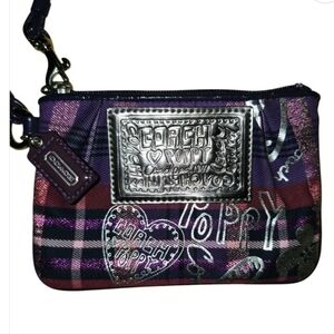 Coach Poppy Women's Purple Plaid Wristlet Hangtag COA Pristine